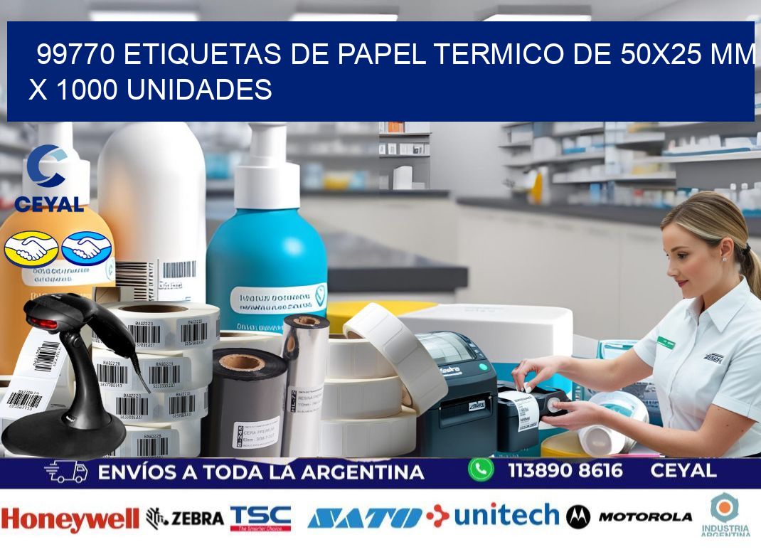 99770 Etiquetas De Papel Termico De 50x25 Mm X 1000 Unidades