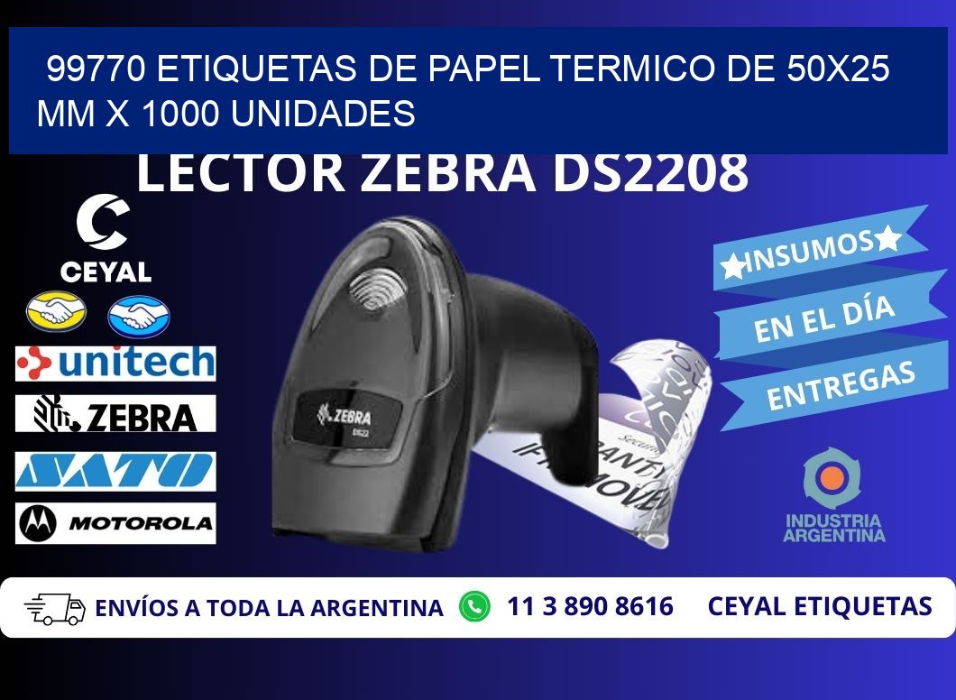 99770 Etiquetas De Papel Termico De 50x25 Mm X 1000 Unidades