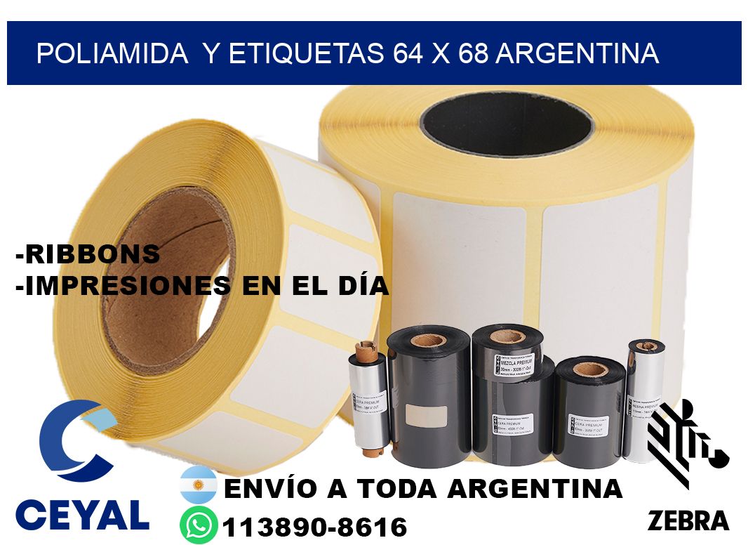Poliamida  y etiquetas 64 x 68 argentina