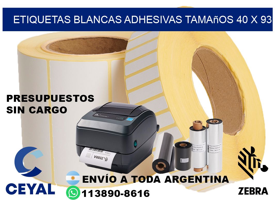 etiquetas blancas adhesivas tamaños 40 x 93