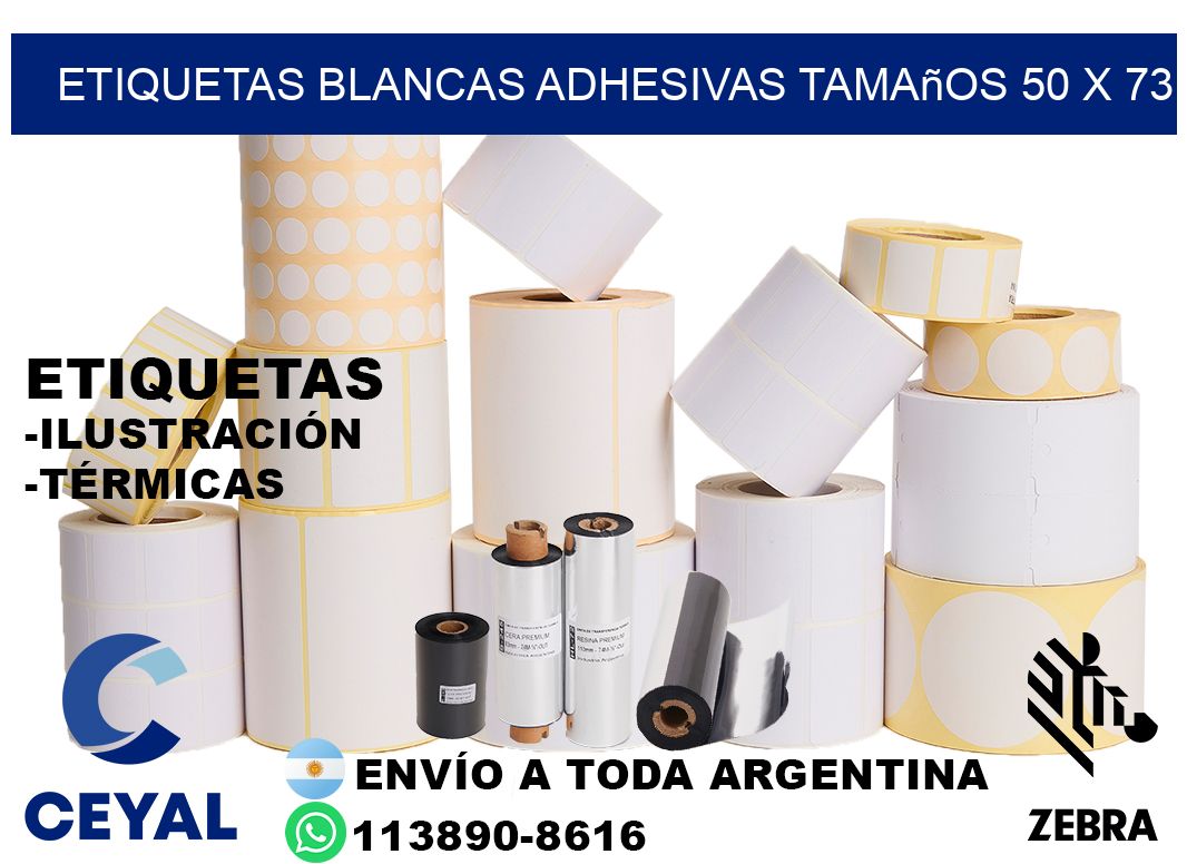 etiquetas blancas adhesivas tamaños 50 x 73