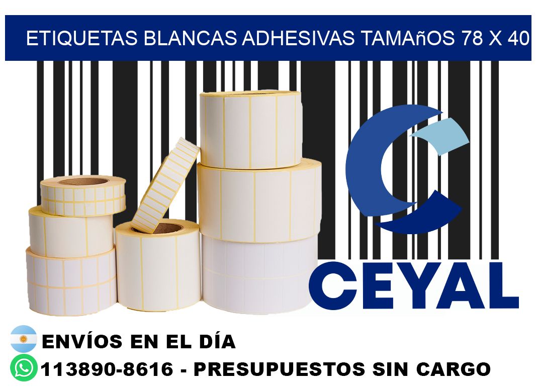 etiquetas blancas adhesivas tamaños 78 x 40