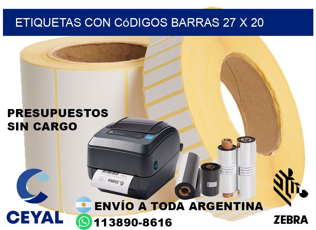 etiquetas con códigos barras 27 x 20