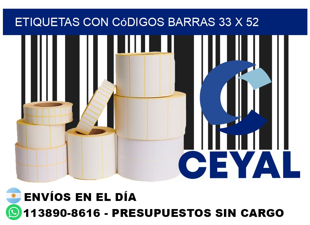 etiquetas con códigos barras 33 x 52