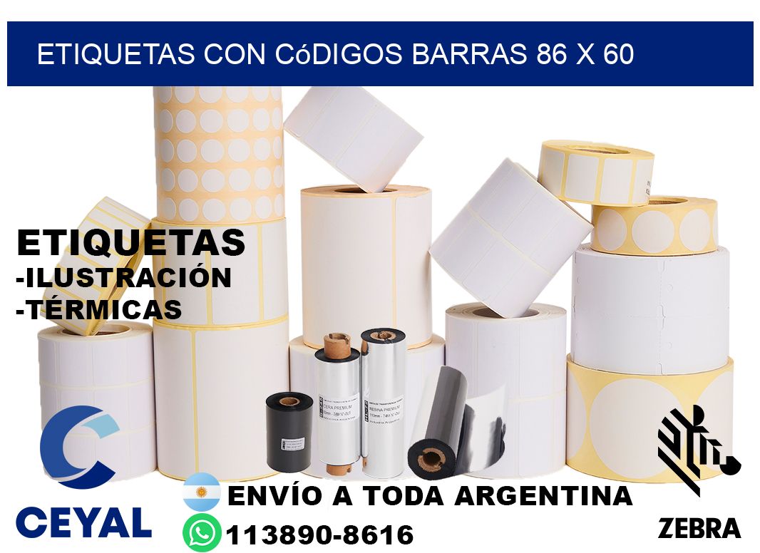 etiquetas con códigos barras 86 x 60