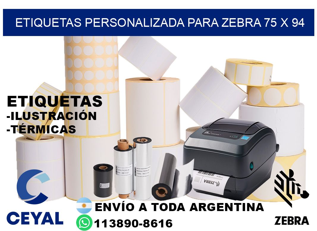 etiquetas personalizada para zebra 75 x 94