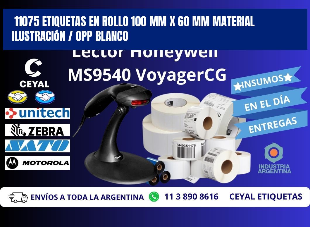 11075 Etiquetas en rollo 100 mm x 60 mm material Ilustración / OPP Blanco