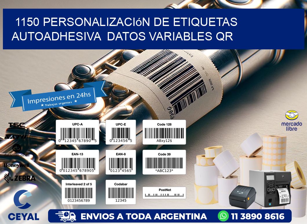 1150 Personalización de etiquetas autoadhesiva  datos variables QR