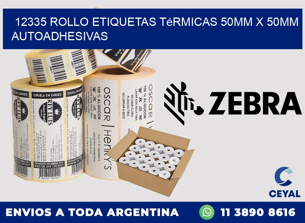 12335 Rollo Etiquetas Térmicas 50mm X 50mm Autoadhesivas
