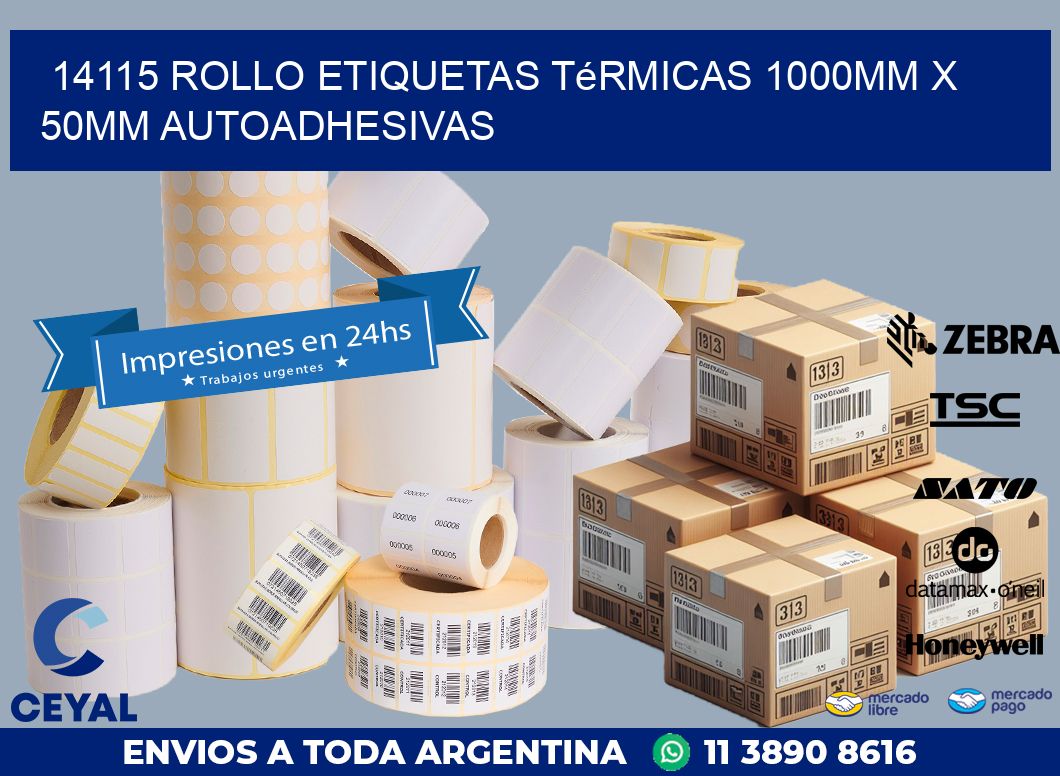 14115 Rollo Etiquetas Térmicas 1000mm X 50mm Autoadhesivas