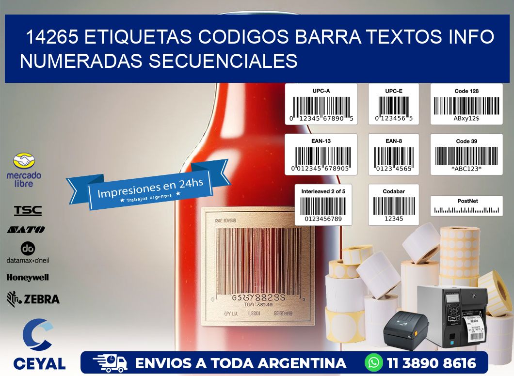 14265 Etiquetas Codigos Barra Textos Info Numeradas Secuenciales