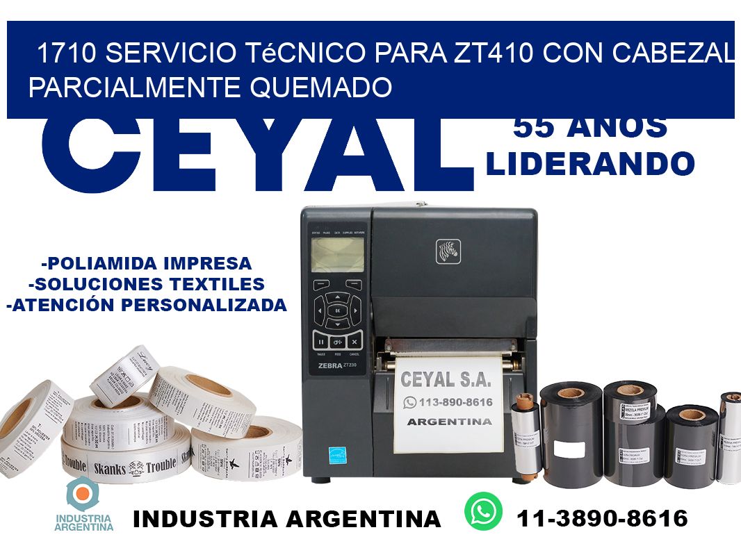 1710 servicio técnico para zt410 con cabezal parcialmente quemado