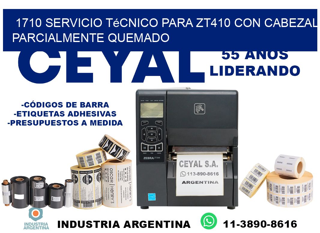 1710 servicio técnico para zt410 con cabezal parcialmente quemado