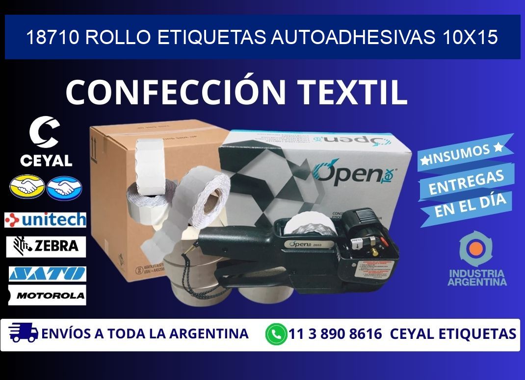 18710 Rollo Etiquetas autoadhesivas 10x15