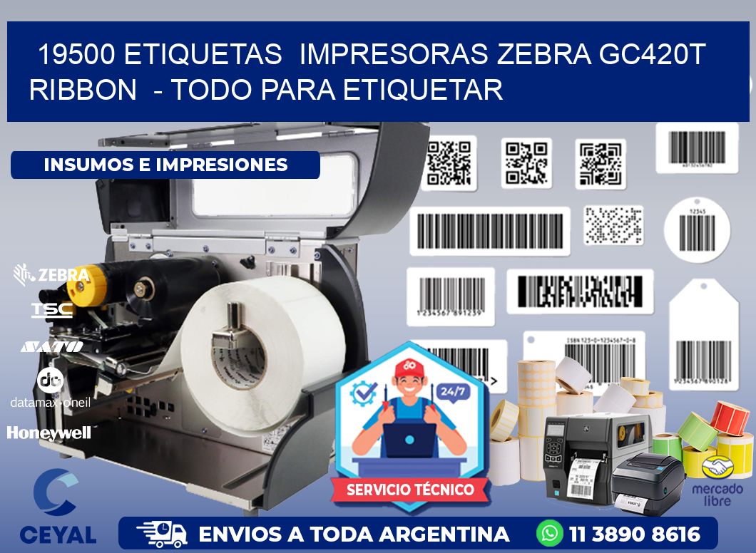 19500 etiquetas  impresoras zebra gc420t ribbon  - Todo para Etiquetar