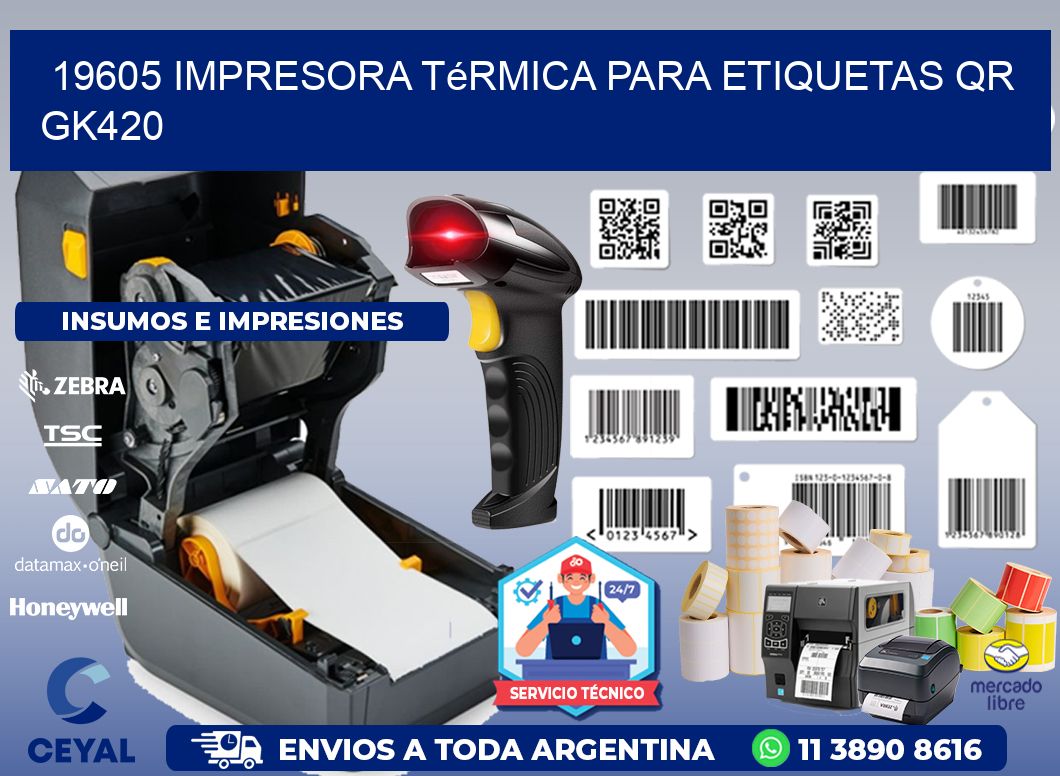 19605 impresora térmica para etiquetas QR GK420