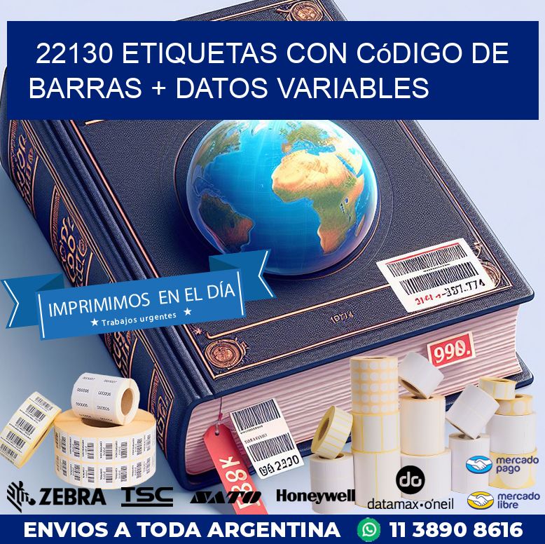 22130 etiquetas con código de barras + datos variables