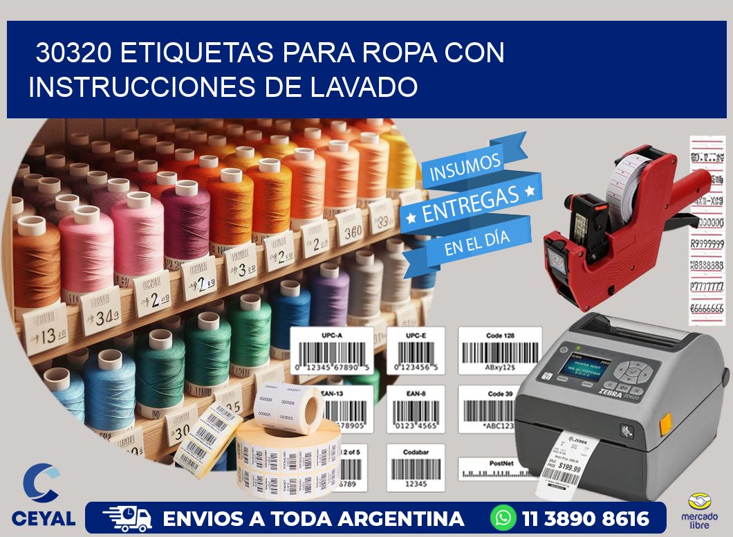 30320 etiquetas para ropa con instrucciones de lavado