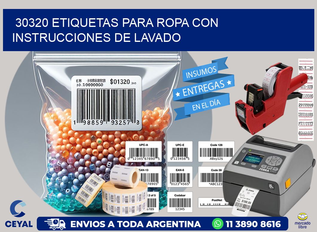 30320 etiquetas para ropa con instrucciones de lavado