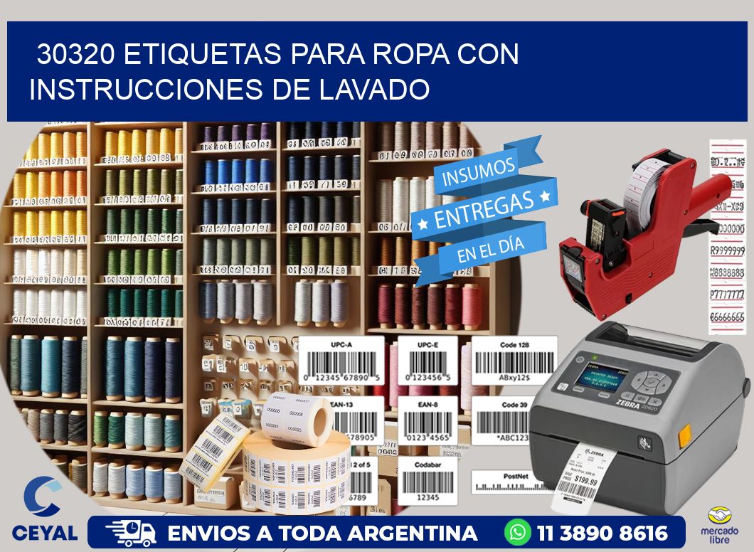 30320 etiquetas para ropa con instrucciones de lavado