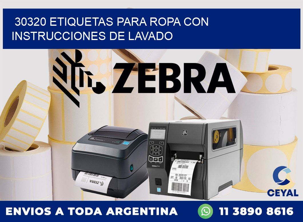 30320 etiquetas para ropa con instrucciones de lavado