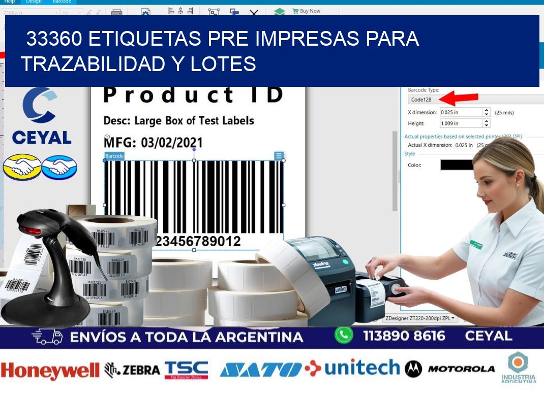 33360 etiquetas pre impresas para trazabilidad y lotes