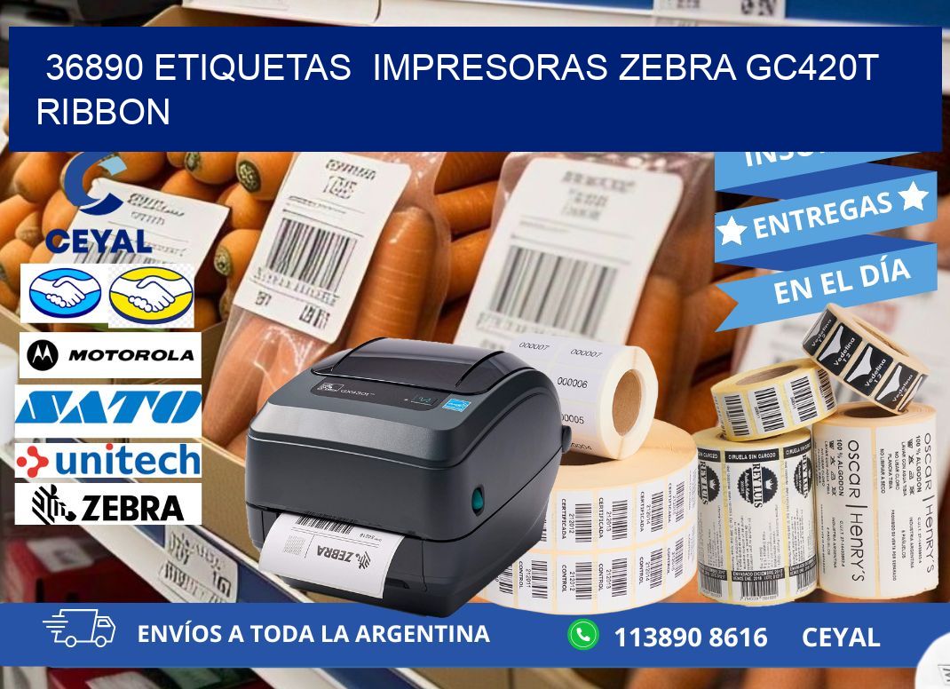 36890 etiquetas  impresoras zebra gc420t ribbon