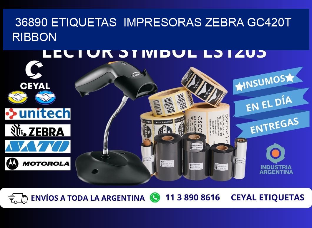 36890 etiquetas  impresoras zebra gc420t ribbon