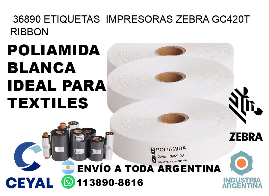 36890 etiquetas  impresoras zebra gc420t ribbon