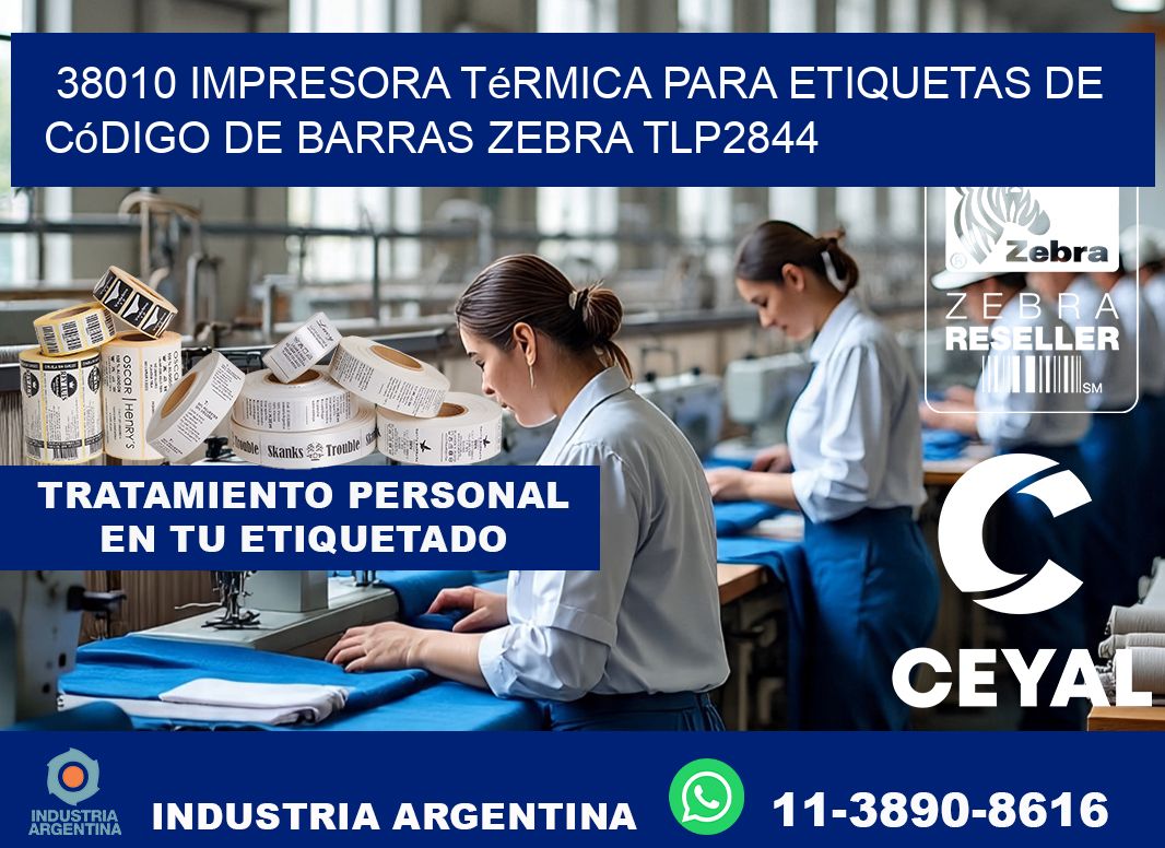 38010 impresora térmica para etiquetas de código de barras Zebra TLP2844