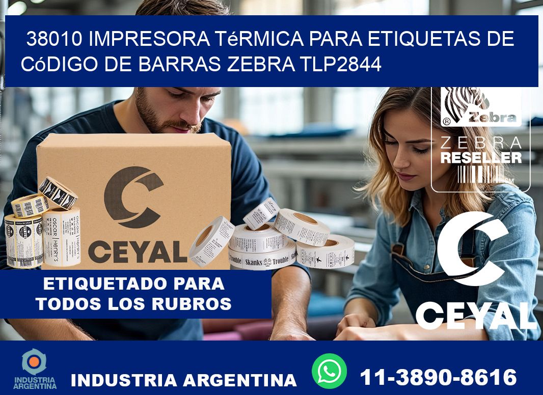38010 impresora térmica para etiquetas de código de barras Zebra TLP2844