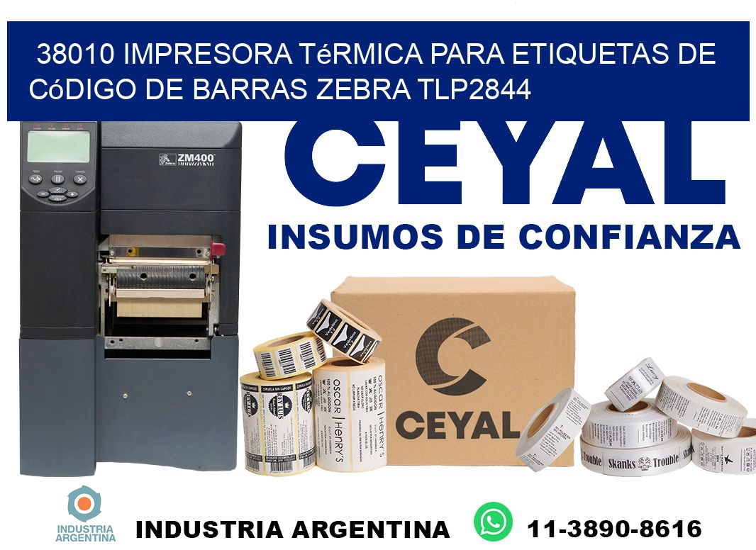 38010 impresora térmica para etiquetas de código de barras Zebra TLP2844