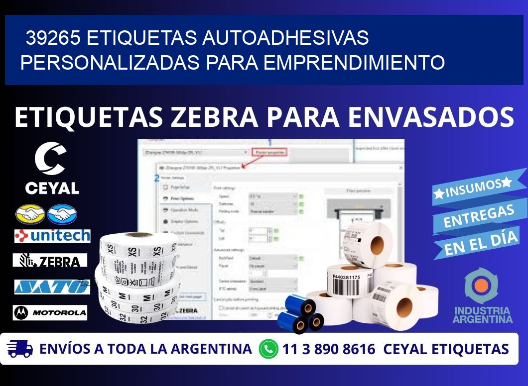 39265 etiquetas autoadhesivas personalizadas para emprendimiento