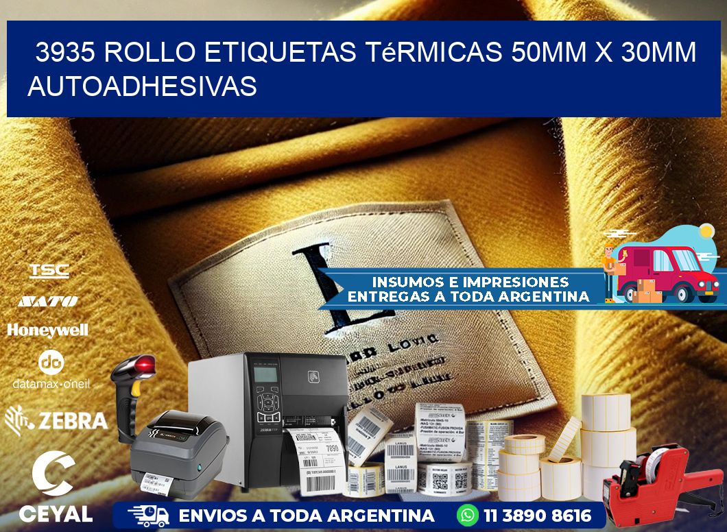 3935 Rollo Etiquetas Térmicas 50mm X 30mm Autoadhesivas