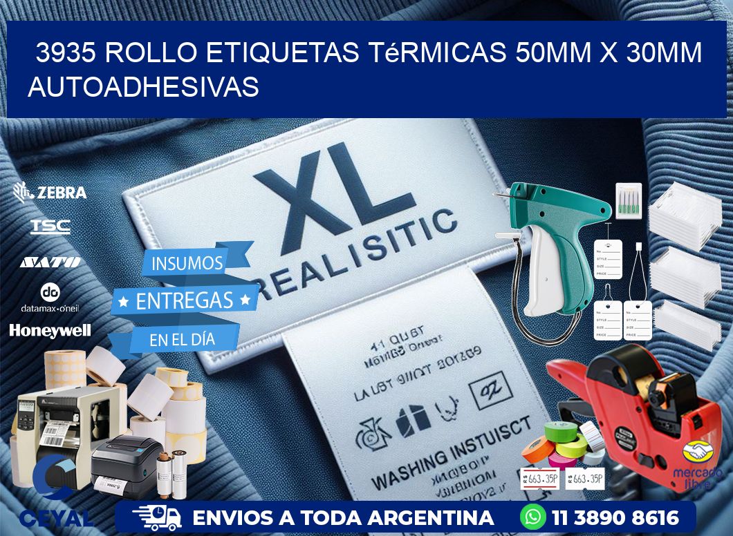 3935 Rollo Etiquetas Térmicas 50mm X 30mm Autoadhesivas