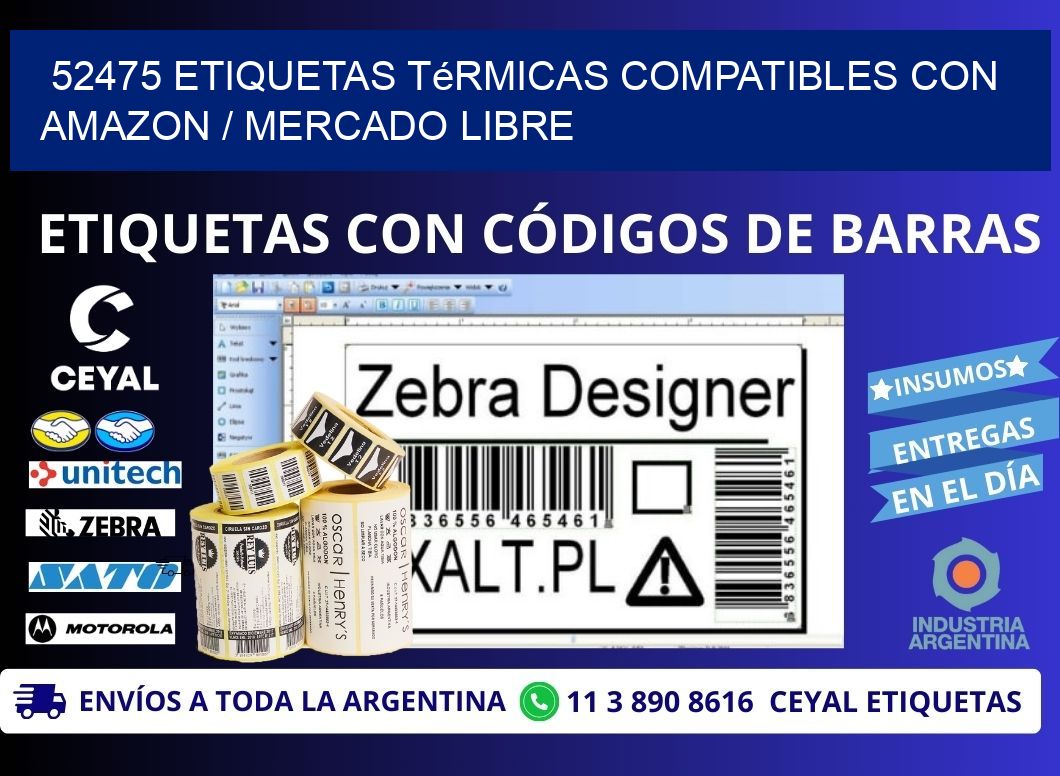 52475 etiquetas térmicas compatibles con Amazon / Mercado Libre