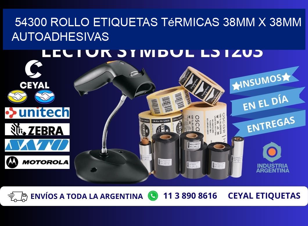 54300 Rollo Etiquetas Térmicas 38mm X 38mm Autoadhesivas