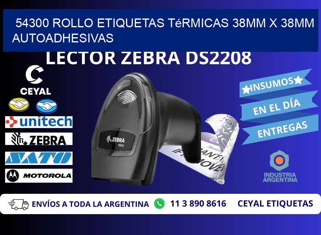 54300 Rollo Etiquetas Térmicas 38mm X 38mm Autoadhesivas