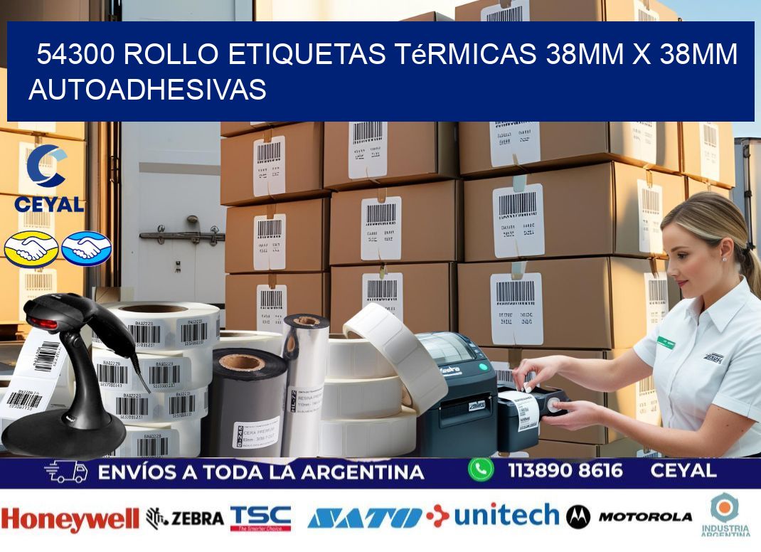 54300 Rollo Etiquetas Térmicas 38mm X 38mm Autoadhesivas