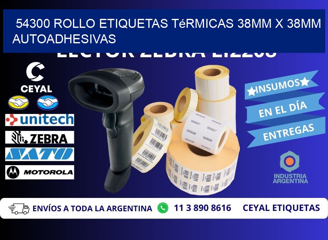 54300 Rollo Etiquetas Térmicas 38mm X 38mm Autoadhesivas