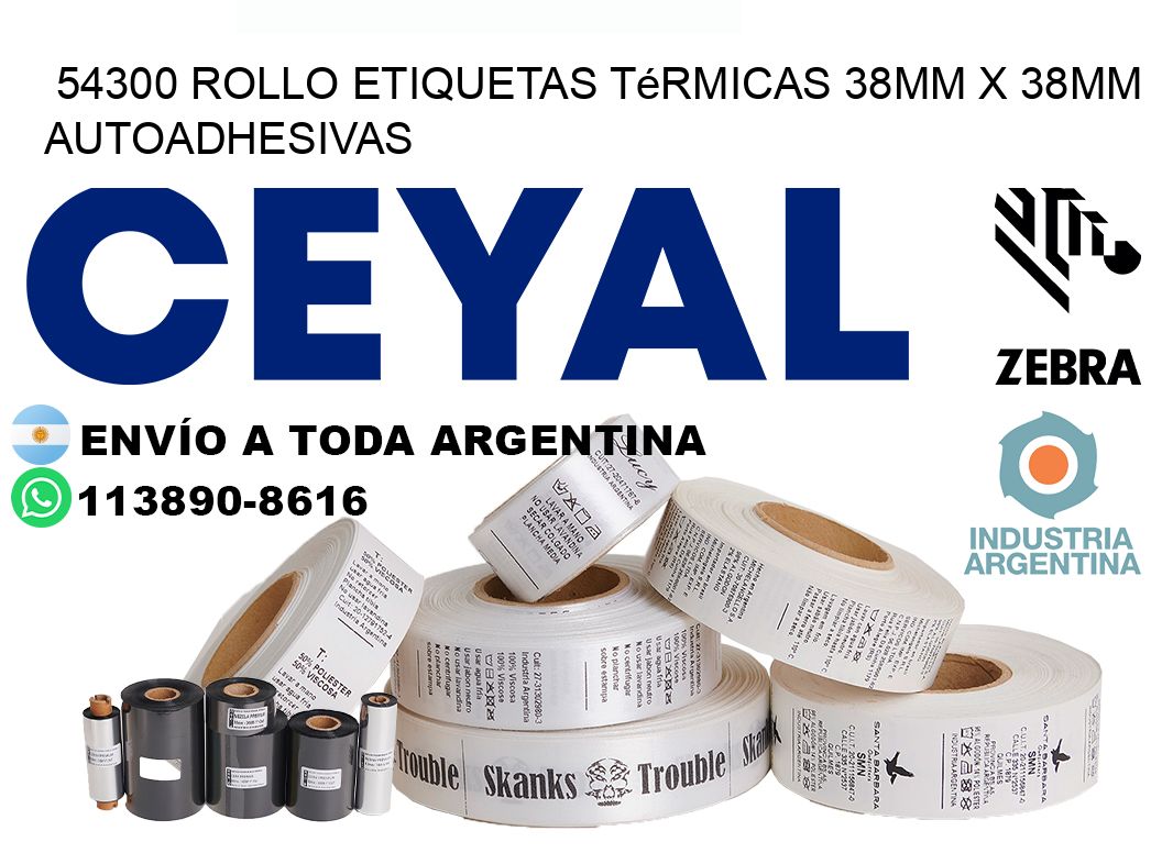 54300 Rollo Etiquetas Térmicas 38mm X 38mm Autoadhesivas