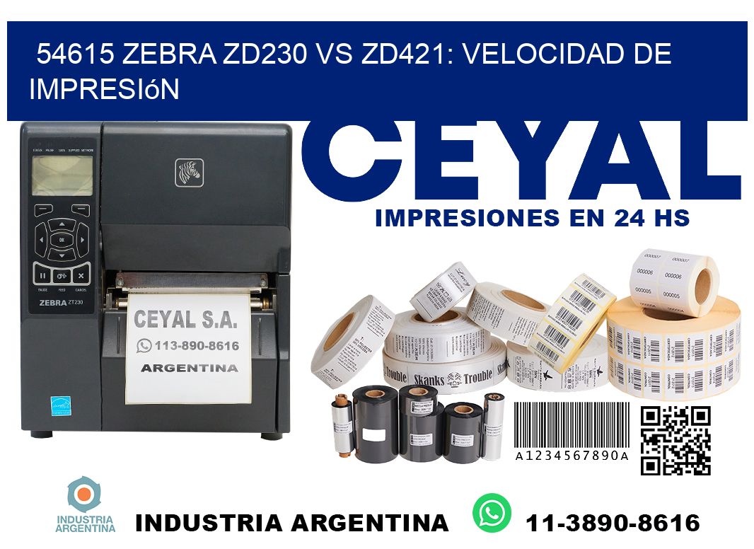 54615 Zebra ZD230 vs ZD421: velocidad de impresión