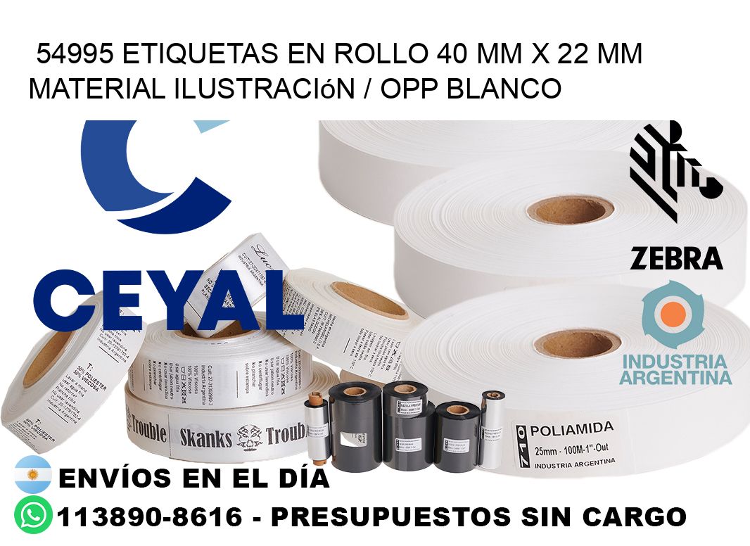 54995 Etiquetas en rollo 40 mm x 22 mm material Ilustración / OPP Blanco