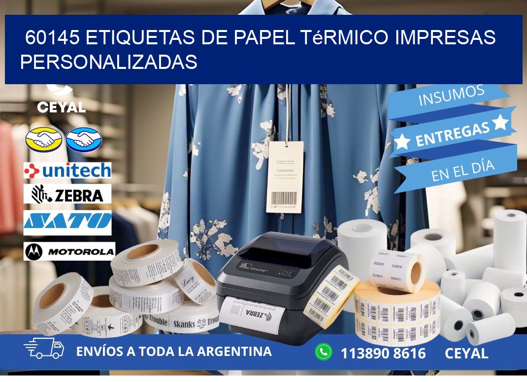 60145 Etiquetas de papel térmico impresas personalizadas