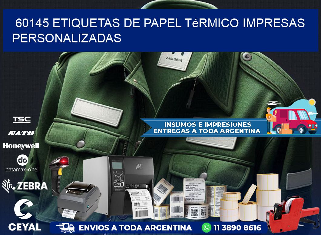 60145 Etiquetas de papel térmico impresas personalizadas