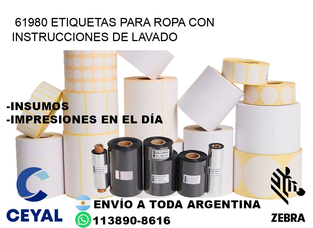 61980 etiquetas para ropa con instrucciones de lavado