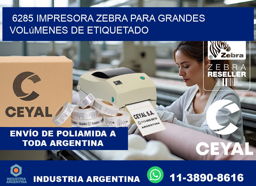 6285 impresora Zebra para grandes volúmenes de etiquetado