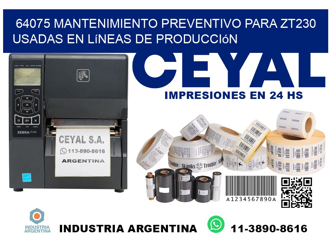 64075 mantenimiento preventivo para zt230 usadas en líneas de producción