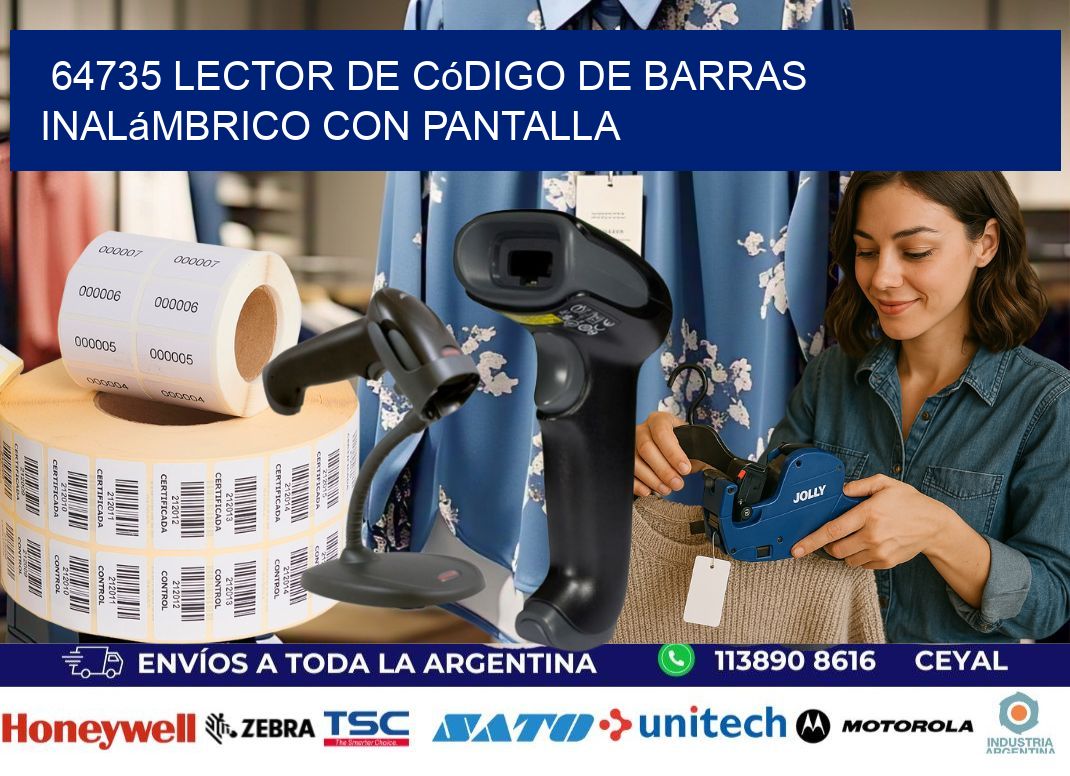 64735 Lector de código de barras inalámbrico con Pantalla