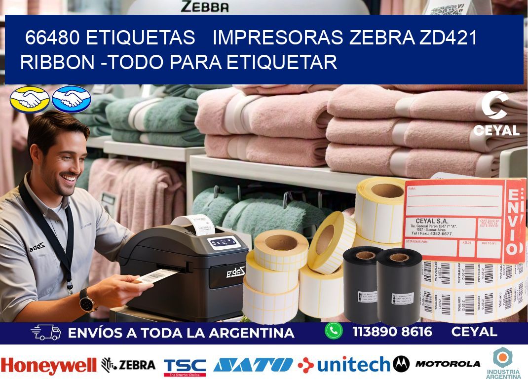 66480 etiquetas   impresoras zebra zd421 ribbon -Todo para Etiquetar